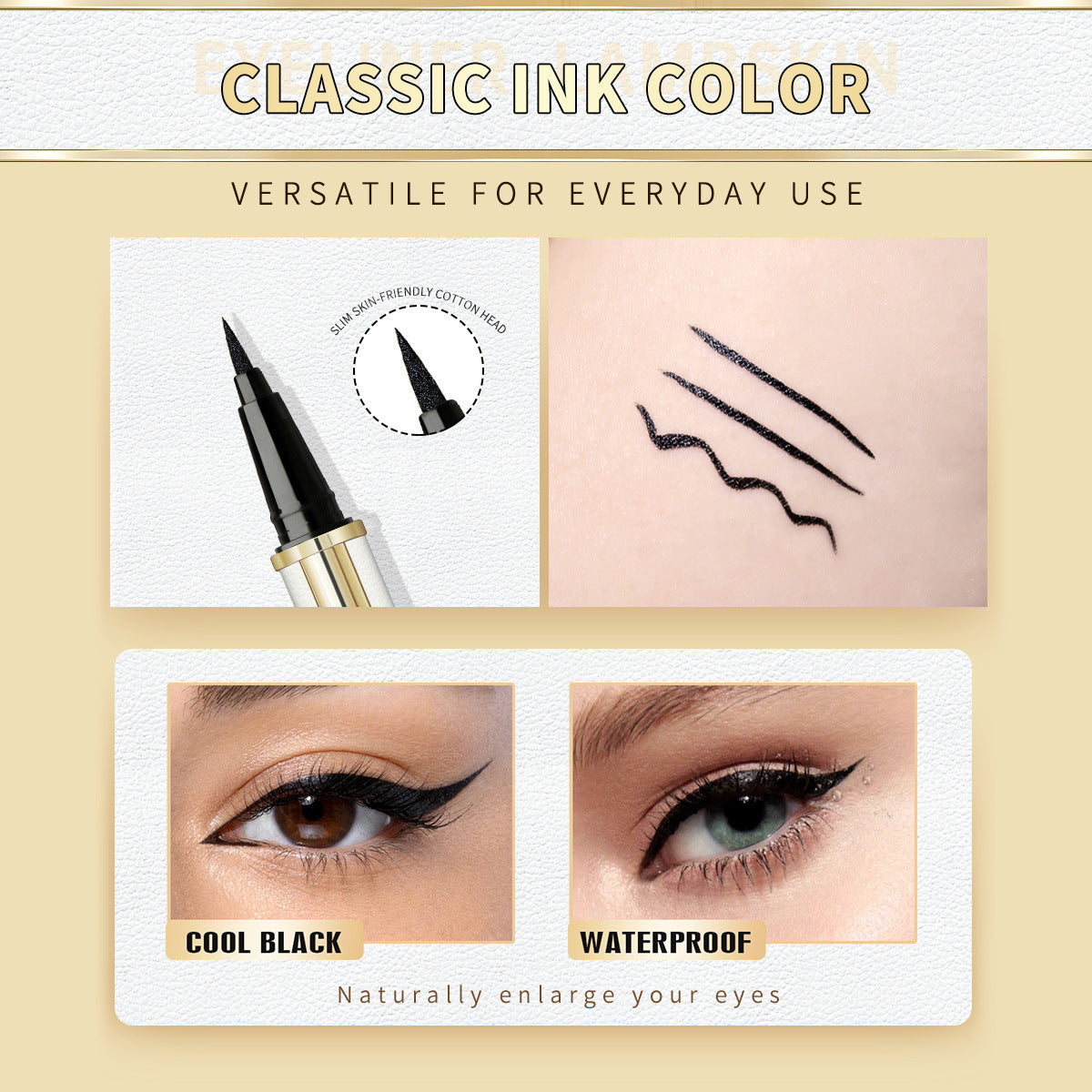 Waterproof Lambskin Eyeliner Pen - Smudge-Proof