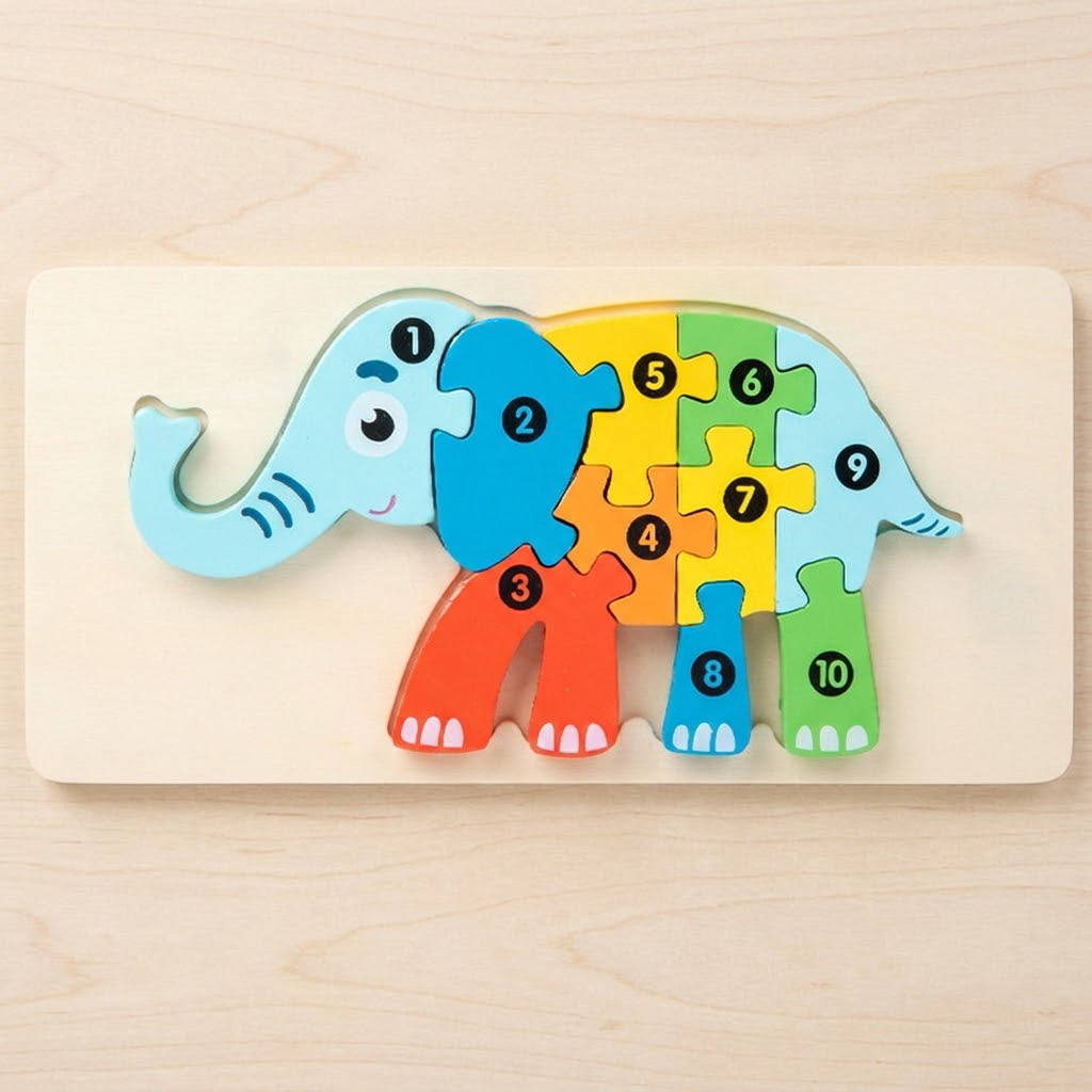Wooden 3D Animal Shape Matching Puzzles