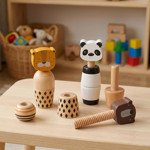 Wooden Animal Twist & Screw Fine Motor Toy