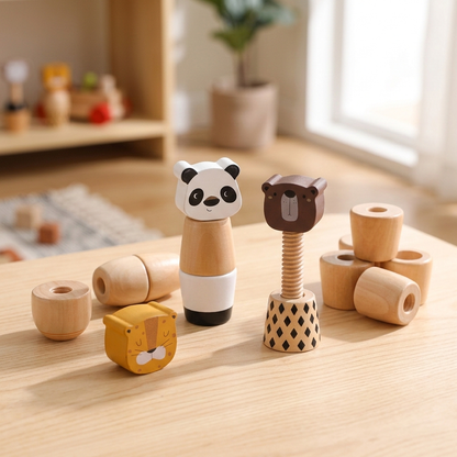 Wooden Animal Twist & Screw Fine Motor Toy