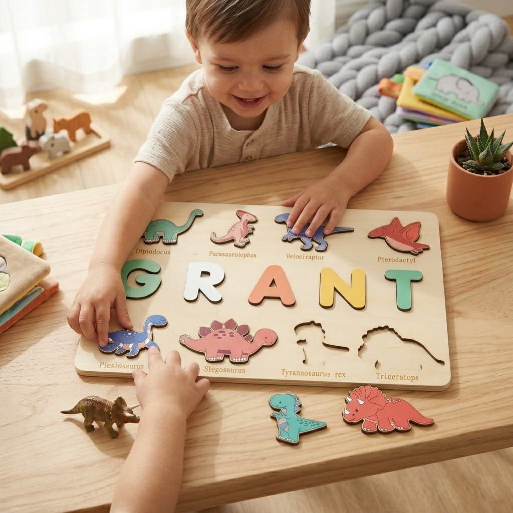 Personalized Dinosaur Wooden Name Puzzle