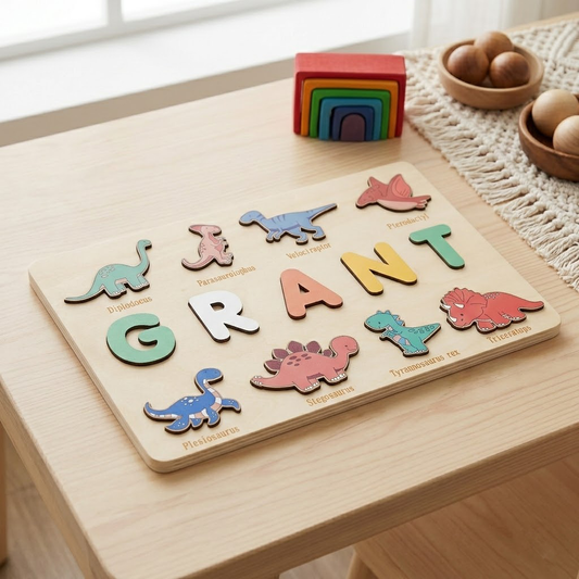 Personalized Dinosaur Wooden Name Puzzle